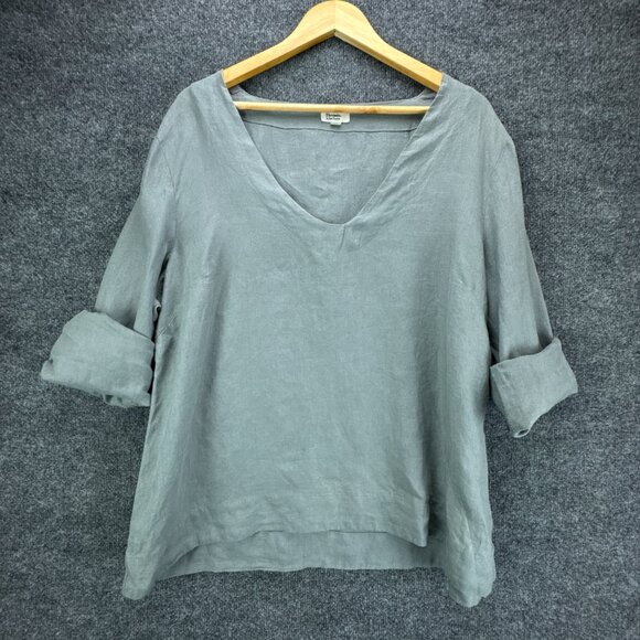Bed Threads Top Womens 3XL Green Pullover French Flax‎ Linen Lounge Boho - Picture 5 of 16